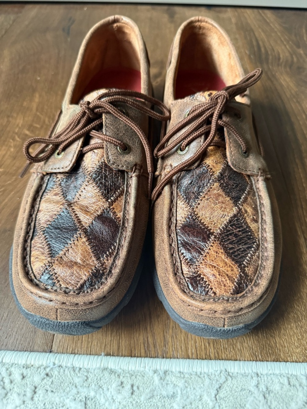 Twisted X Women's Brown Patchwork Leather Boat Shoes